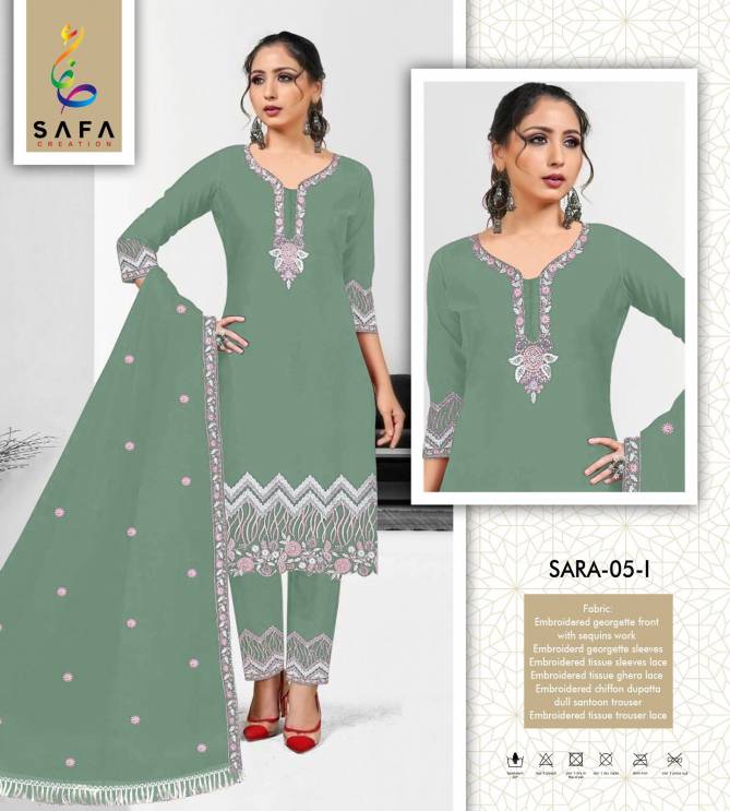 Sara 05 B Safa Pakistani Heavy Embroidery Georgette Readymade Suits Wholesale Market